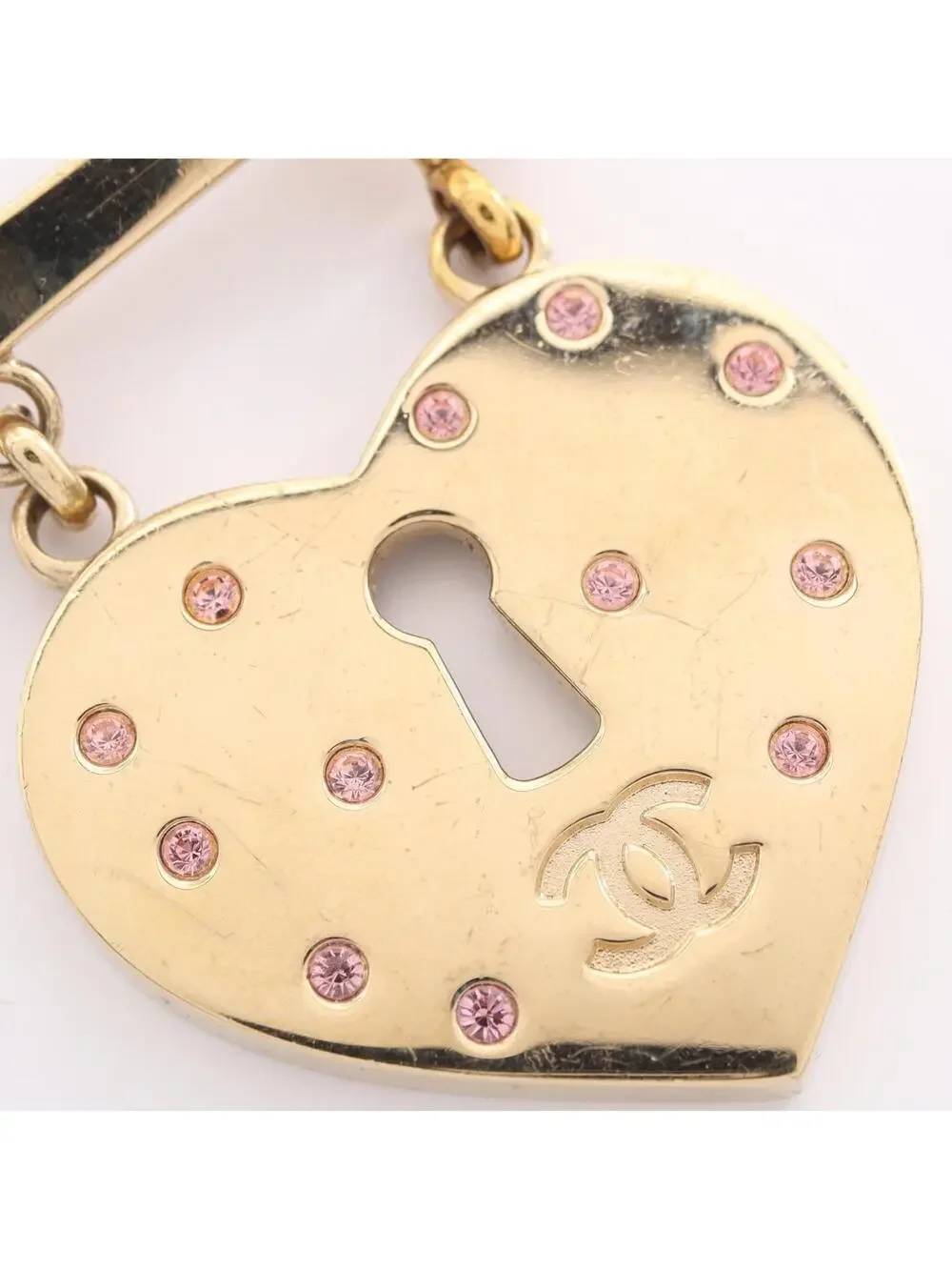 Chanel Cc Logo Heart Lock Brooch Metal #327449C73B